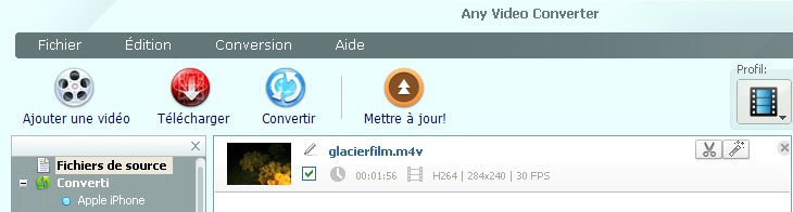 ajouter vidéo avi dans any video converter