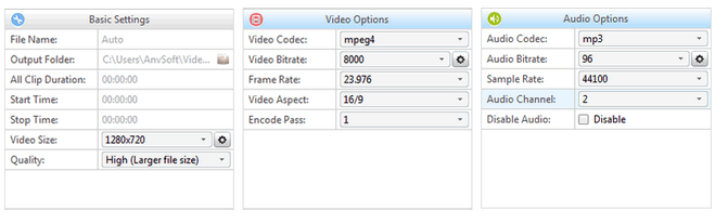 Customize the output setting