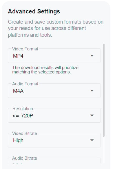 output settings