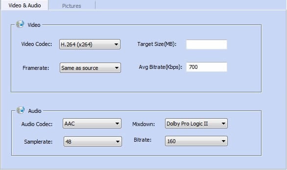 video ve audio parametrelerini belirleme